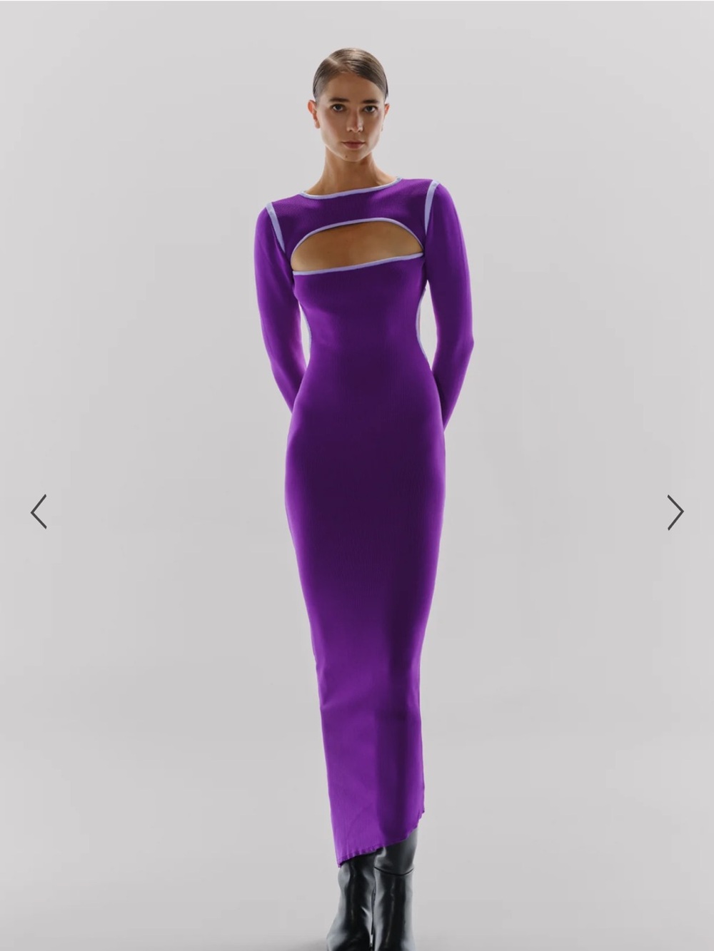 Baobab Geneva Maxi Dress Purple Long Sleeve Cutout Bodycon Dress, M